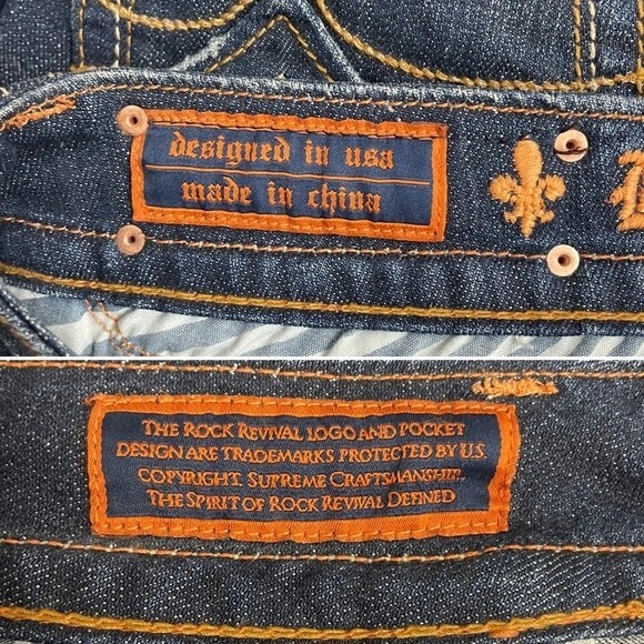 Rock Revival Jeans Chrissie Bootcut FDL Back Flap Pocket Dark Wash Denim Size 29 - Picture 12 of 14